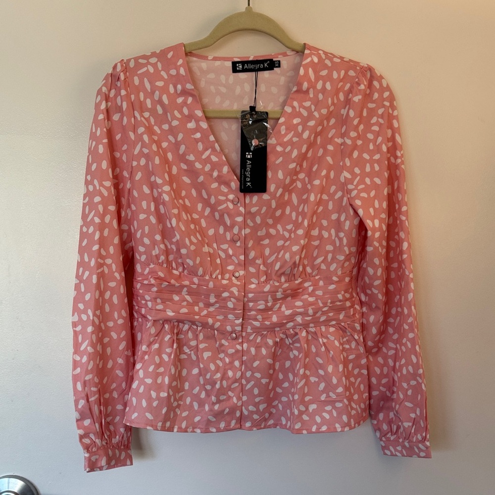 Allegra K Pink Patterned Blouse